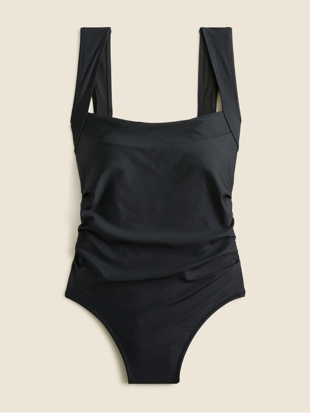 NWT J. Crew Nia ruched squareneck one-piece swim, black, size 6